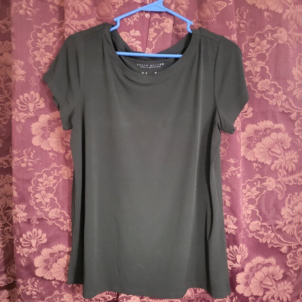 Susan Graver Black Tee Top Med